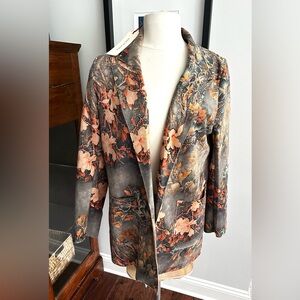 NWT Anthropologie Solitaire Open Front Duster Cardigan Faux Suede Floral Sz S